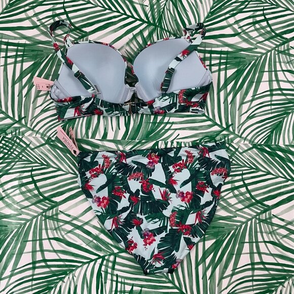 Victoria's Secret Tropical Floral Palm Leaf Bikini Set Size 40C/Large - Picture 2 of 5